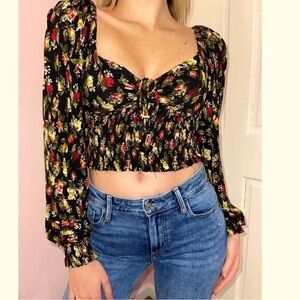 Urban Outfitters Old Soul Floral Smocked Crop Top